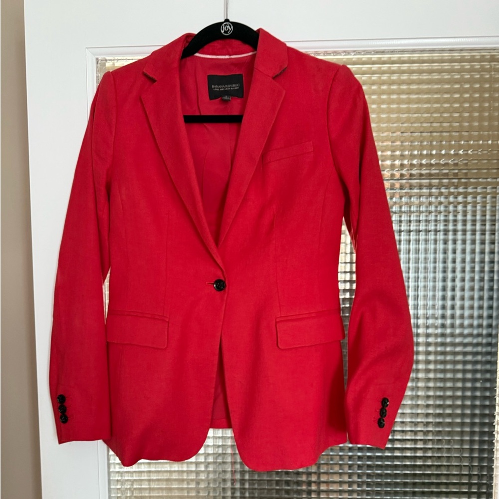 Banana Republic Red Blazer Classic Suit Jacket